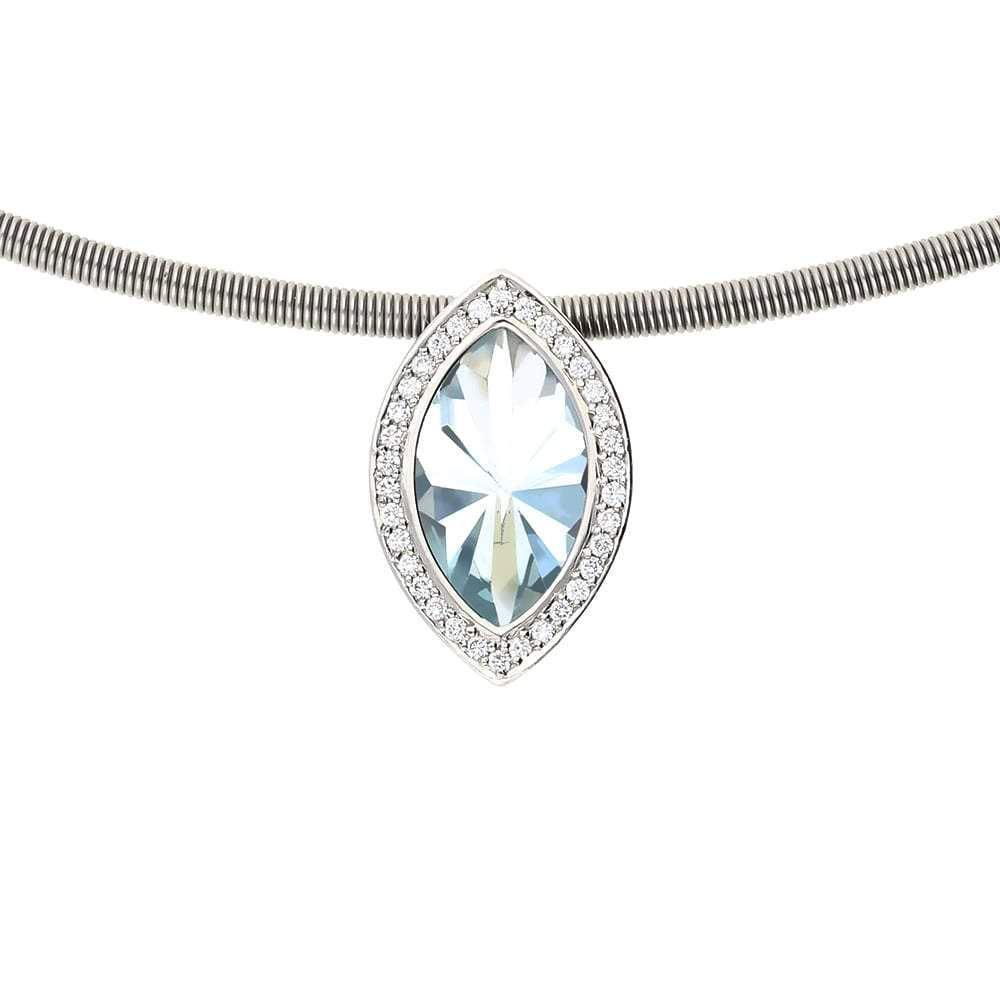 Henrich & Denzel Platinum 2.36ct Aquamarine and Diamond necklace Necklace Henrich & Denzel   