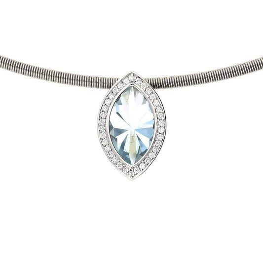 Platinum Aquamarine with Diamonds Neckwire Necklace Henrich & Denzel   