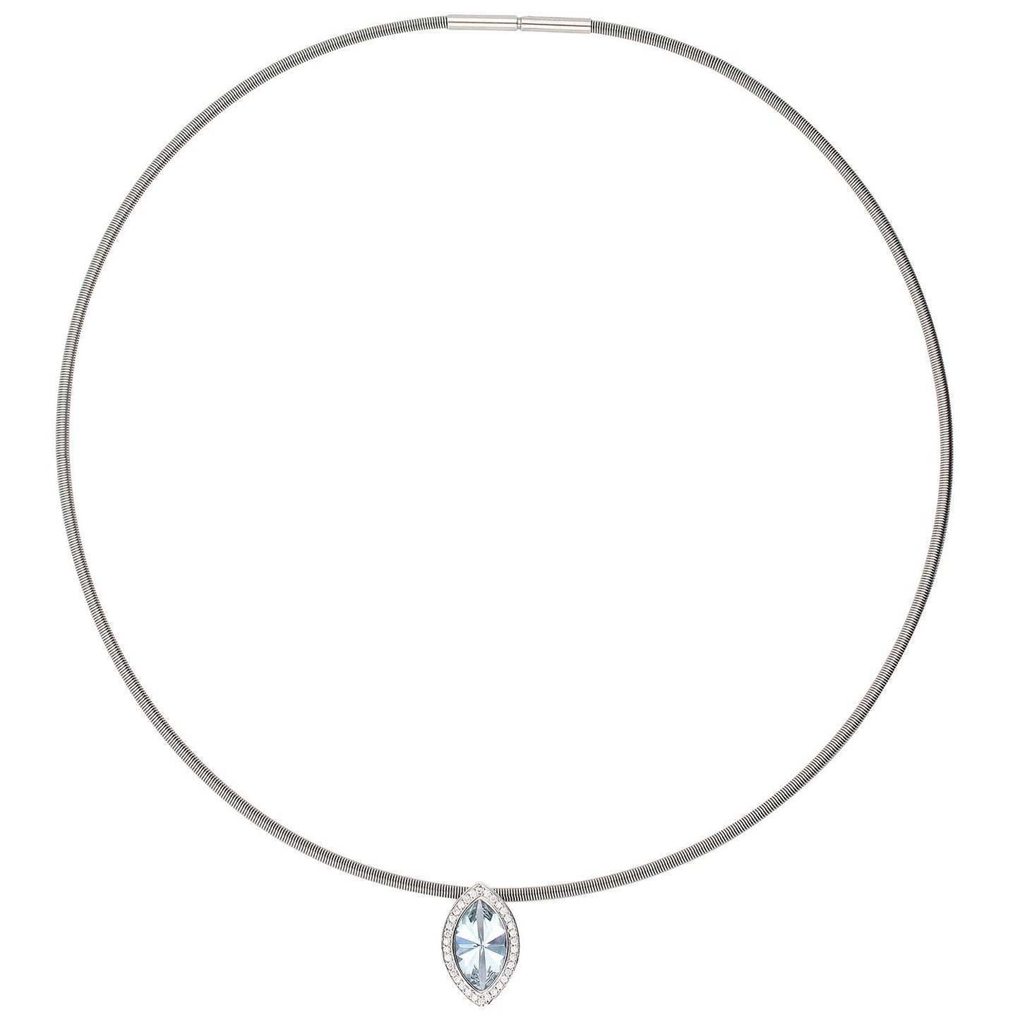 Platinum Aquamarine with Diamonds Neckwire Necklace Henrich & Denzel   