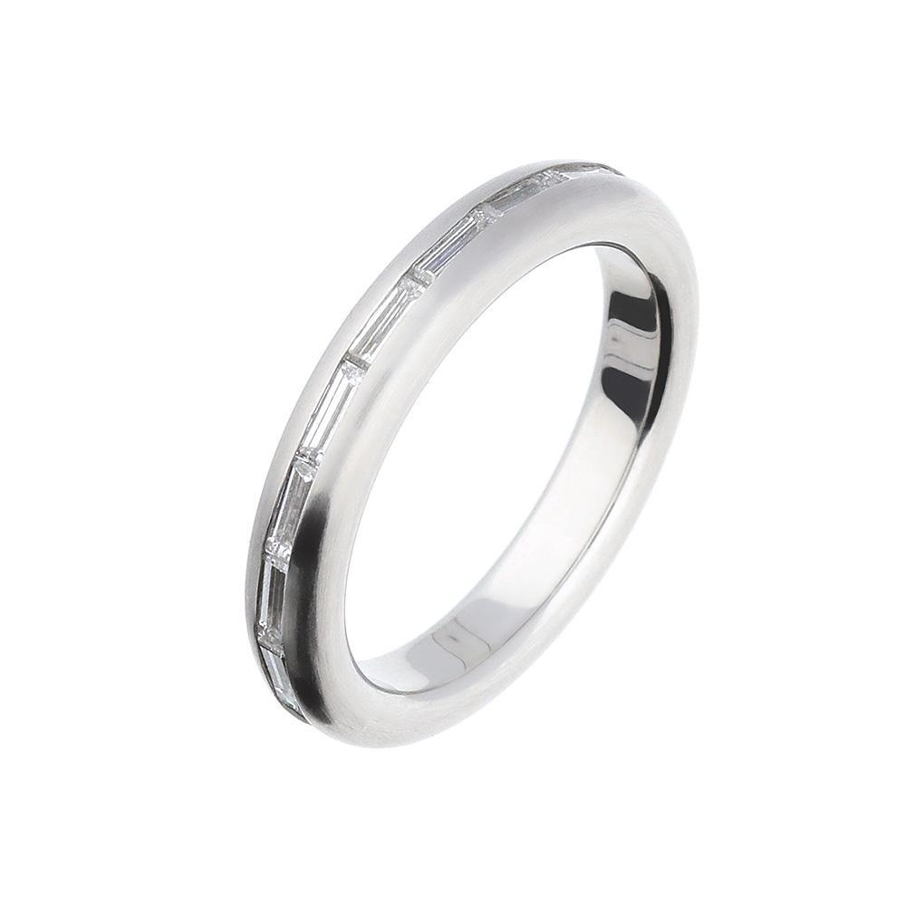 Platinum band set with landscape baguette cut diamonds 1.08ct Ring Henrich & Denzel   