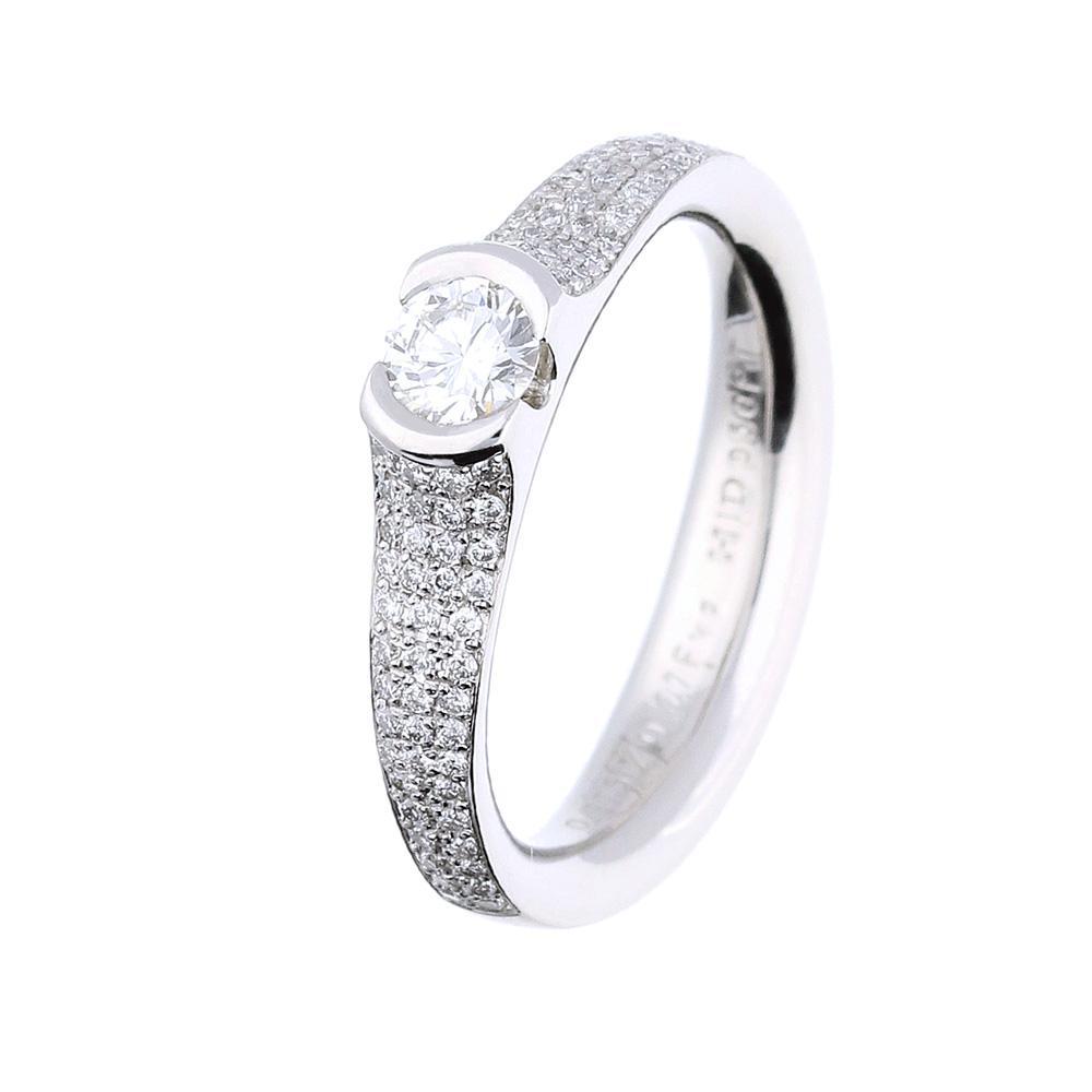 Platinum brilliant cut and pave set 0.54ct natural Diamond ring FVS Ring Henrich & Denzel   