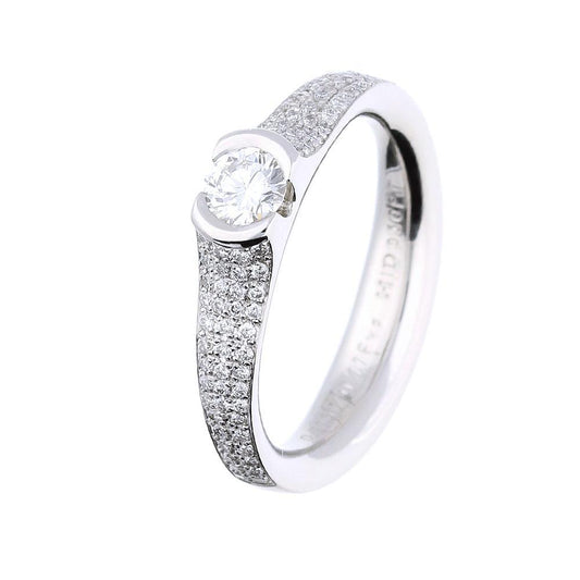 Platinum brilliant cut and pave set 0.54ct natural Diamond ring FVS Ring Henrich & Denzel   