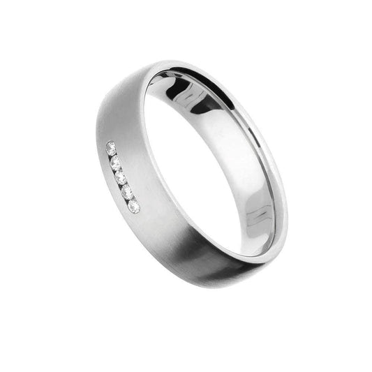 Platinum small channel set Diamond band size M Ring Henrich & Denzel   