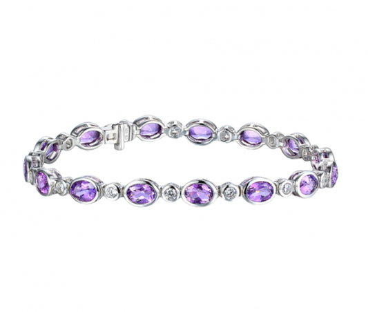 Silver amethyst mulberry bracelet set with cz's Bracelet Amore   