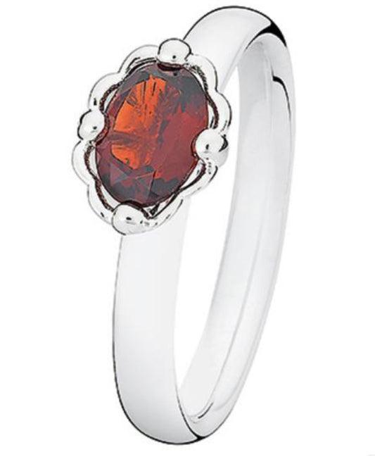 Silver Oval Garnet Ring Ring Rock Lobster   