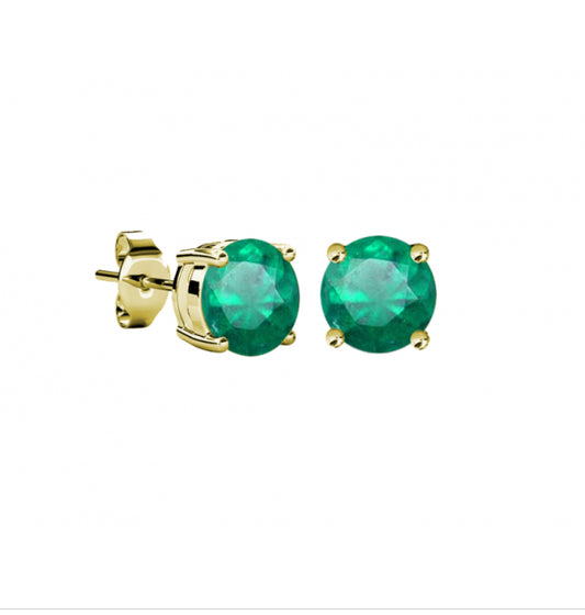 9ct yellow gold Emerald claw stud earrings Earrings Amore   