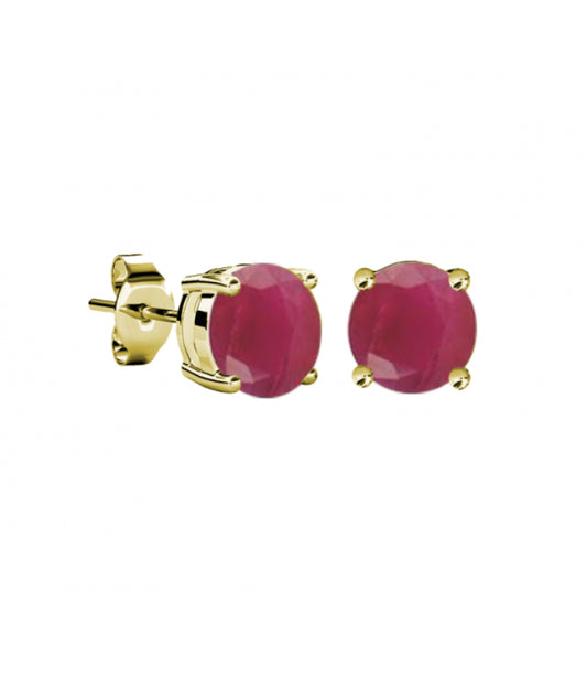 9ct yellow gold Ruby claw set stud earrings Earrings Amore   