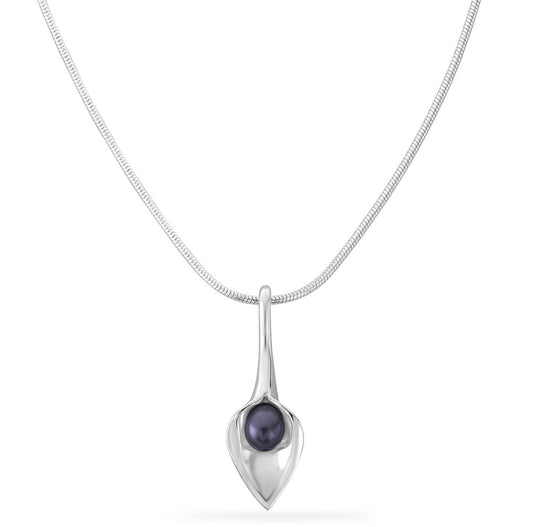 Amanda Cox Silver small peacock pearl short calla lily pendant Neckwear Amanda Cox   