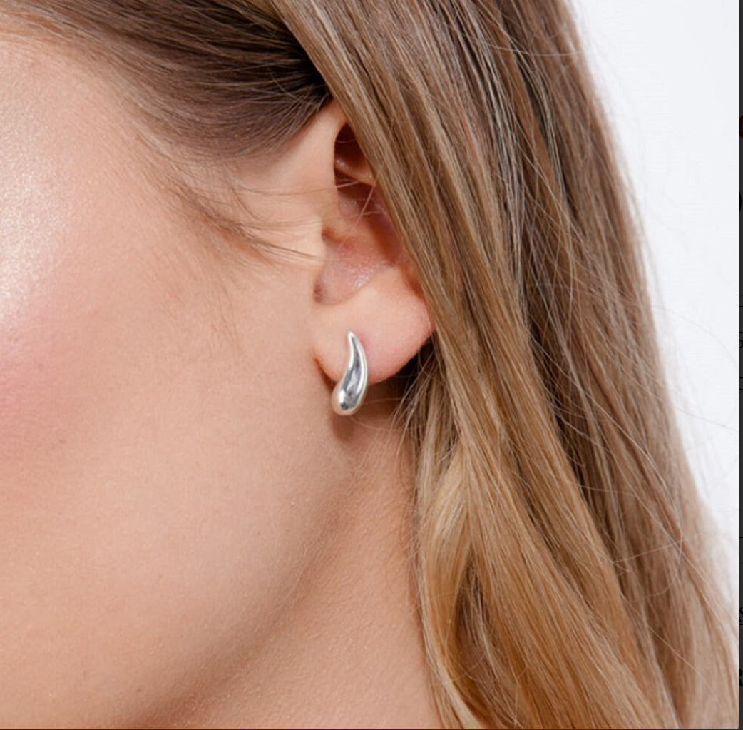 Silver droplet stud earrings Earrings Lucy Q   