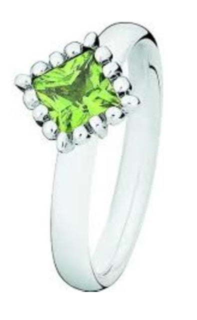 Silver & Princess cut Peridot Ring ring Rock Lobster Jewellery   