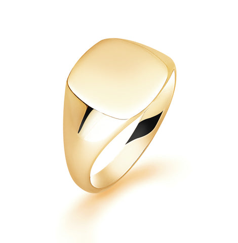9ct yellow gold Gents cushion signet ring Ring Allied Gold   