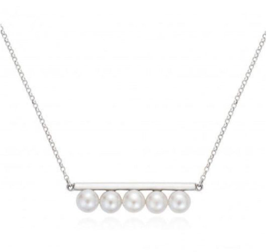 Claudia Bradby Silver geo pearl bar necklace Necklace Claudia Bradby   