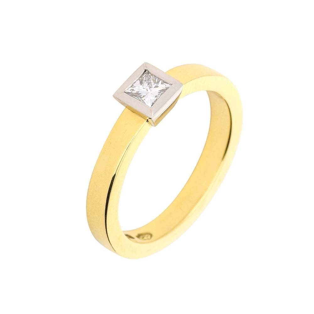 18ct gold and platinum princess cut 0.25ct natural diamond ring Ring Jeremy Hoye   