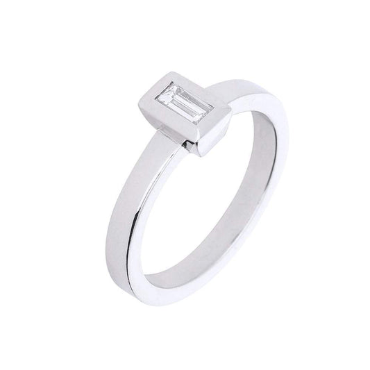 Platinum baguette cut 0.25ct diamond ring Ring Jeremy Hoye   