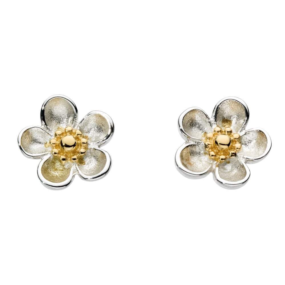 Kit Heath Silver Gold blossom woodrose studs Earrings Kit Heath   