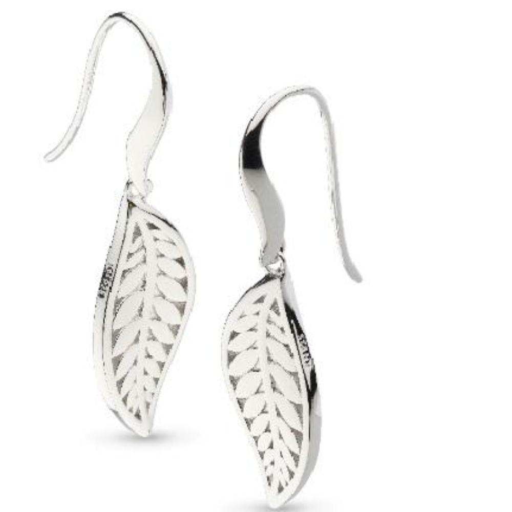 Silver blossom eden small leaf drop earrings Earrings Kit Heath   