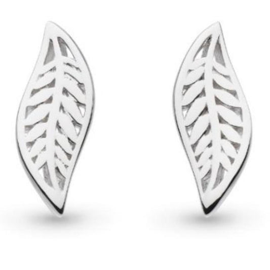 Silver blossom Eden small leaf stud earrings Earrings Kit Heath   