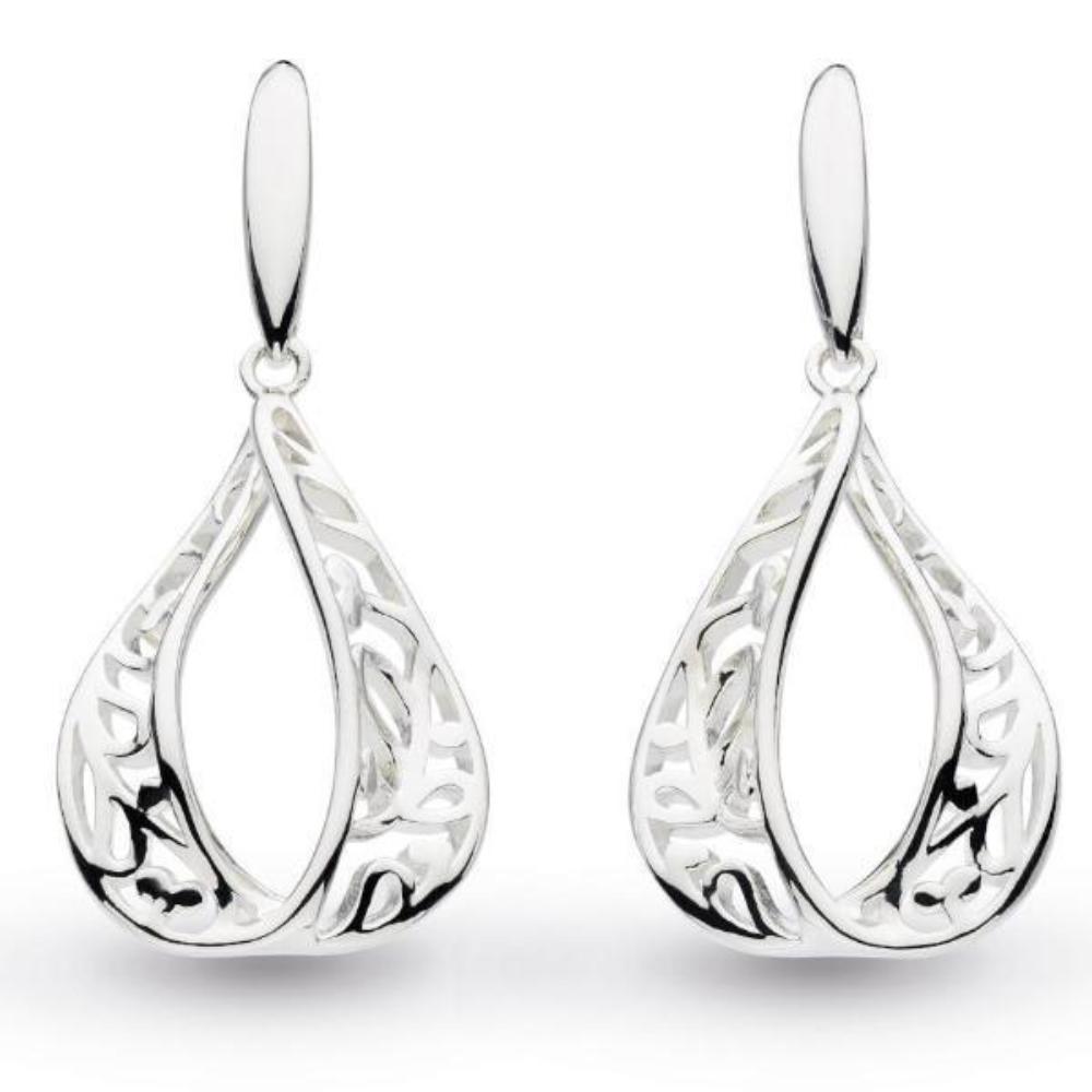 Silver blossom flourish teardrop hook earrings Earrings Kit Heath   