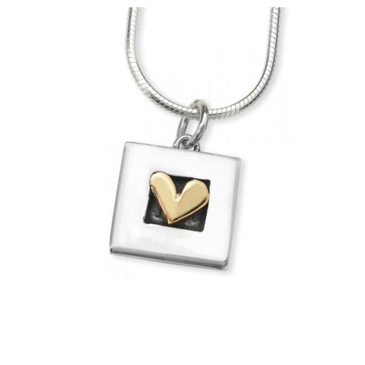 Linda Macdonald Silver and 9ct framed heart petite necklace Pendant Linda Macdonald   