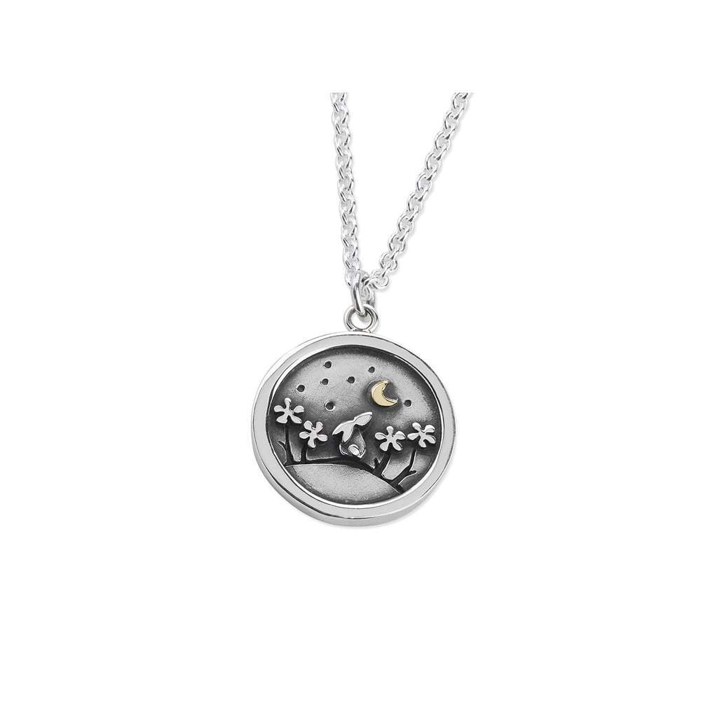 Linda Macdonald Silver and gold lucky penny bunny and cresent moon pendant Pendant Linda Macdonald   