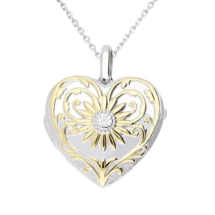 Lola Locket Silver and yellow gold Darcy heart locket Locket Lola Locket   