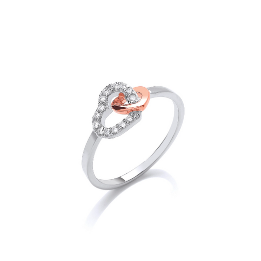 Silver and Rose Gold Love Link Ring Ring Cavendish French   