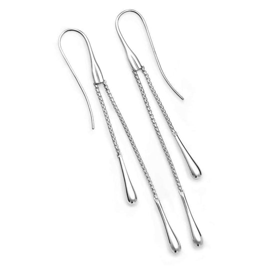 Silver double drop drip hook earrings Earrings Lucy Q   