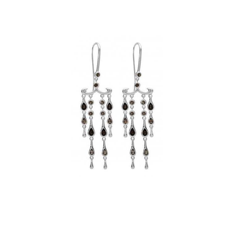 Lucy Q Silver Smokey Quartz chandelier drop earrings Earrings Lucy Q   