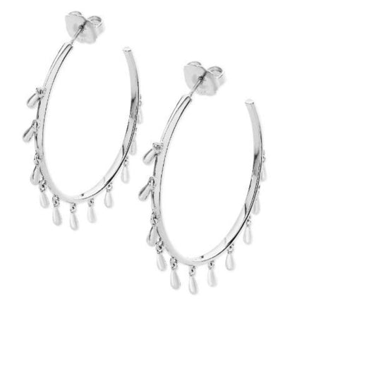 Silver multi drop hoop earrings Earrings Lucy Q   