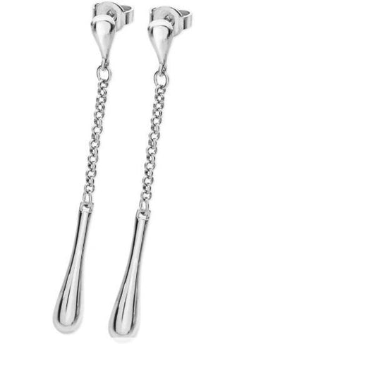 Silver single long drip earrings Earrings Lucy Q   