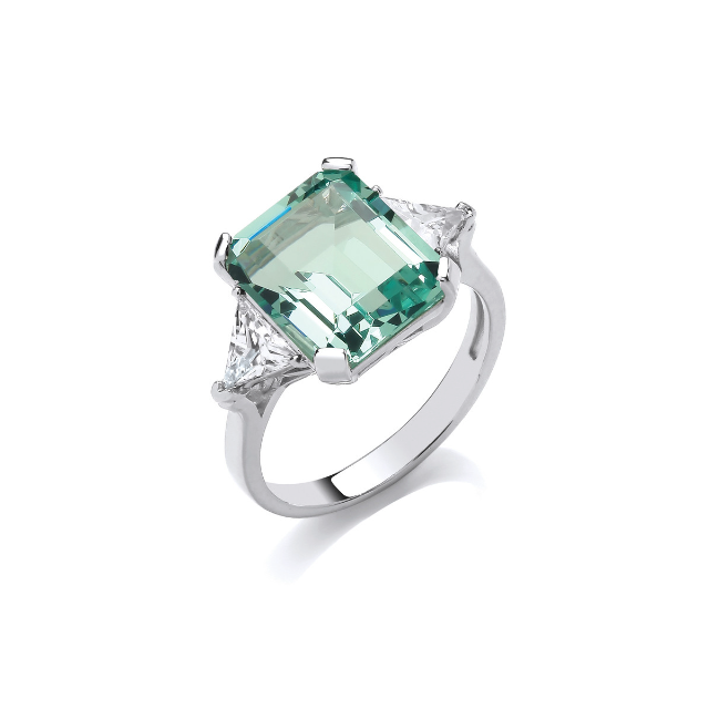 Silver Vintage Vegas Ring with Mint Cubic Zirconia Ring Cavendish French   
