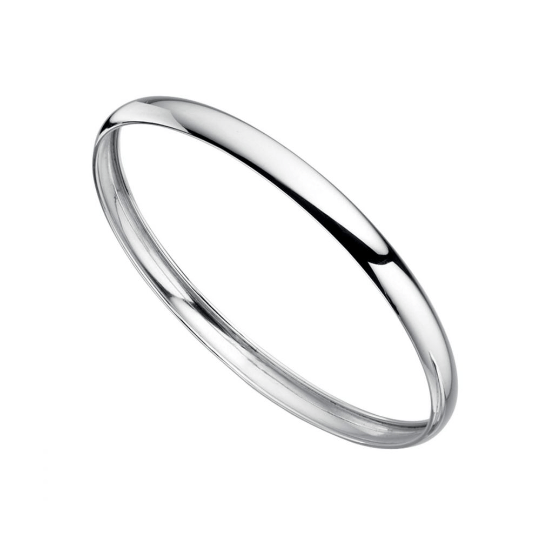 Plain Silver Engravable Court Shape Bangle Bangle Gecko