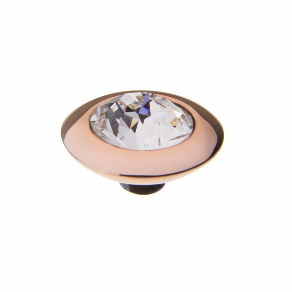 Qudo rose gold plated Steel clear swarovski 13mm tondo ring top 629330 Ring Topper Qudo Composable Rings   