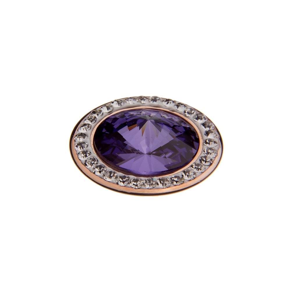 Qudo rose gold tanzanite swarovski 16mm tondo deluxe ring top 647610 Ring Topper Qudo Composable Rings   