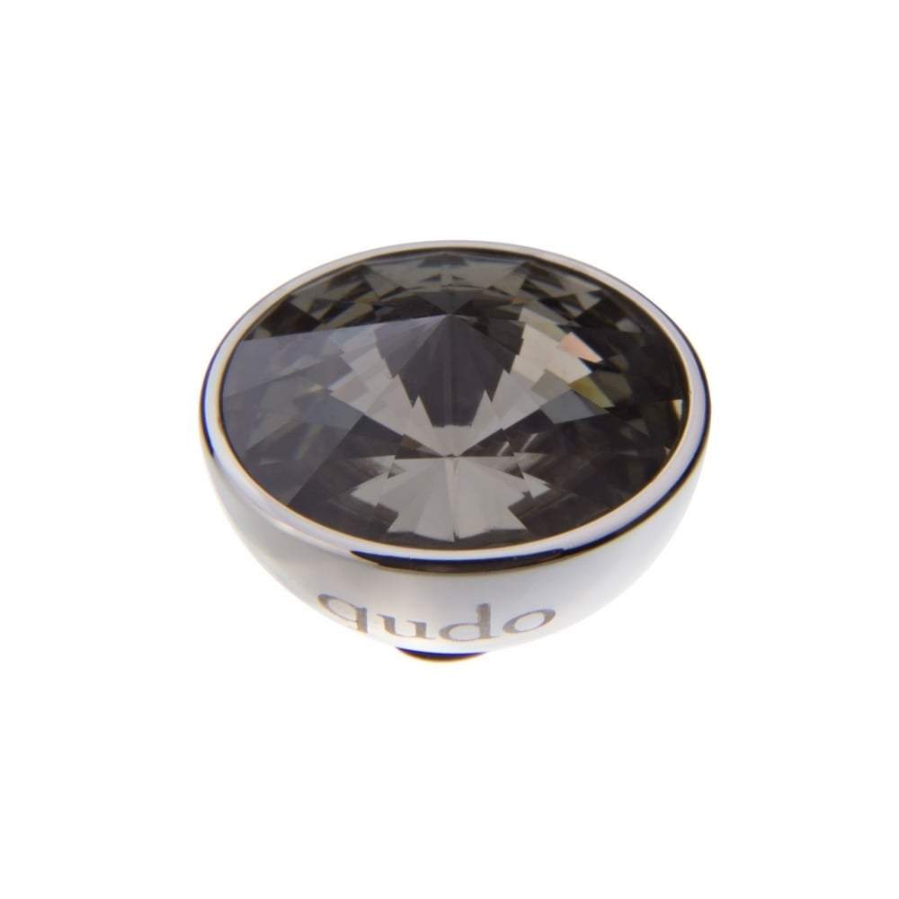 Qudo Steel black diamond swarovski 13mm bottone ring top Ring Topper Qudo Composable Rings   