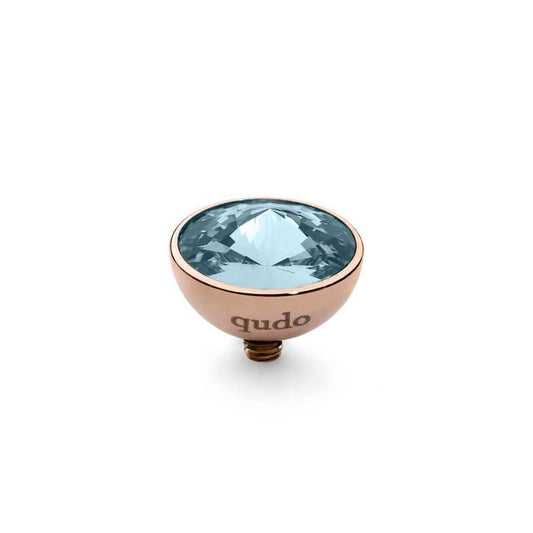 Qudo Rose gold aquamarine swarovski 11.5mm bottone ring top 627898 Ring Topper Qudo Composable Rings   