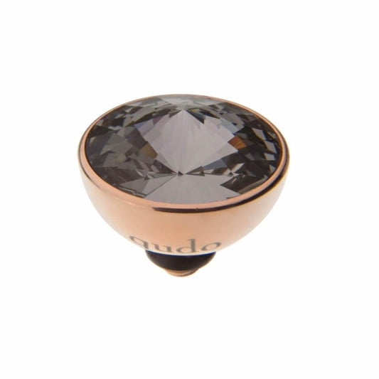 Qudo Rose gold black diamond swarovski 11.5mm bottone ring top 627908 Ring Topper Qudo Composable Rings   