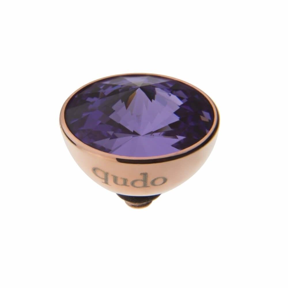 Qudo Rose gold tanzanite swarovski 11.5mm bottone ring top 627920 Ring Topper Qudo Composable Rings   