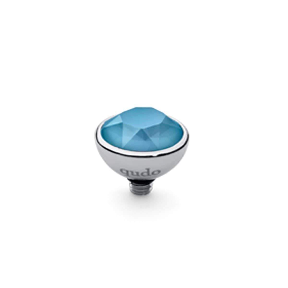 Qudo Steel azure blue swarovski 10mm bottone ring top Ring Topper Qudo Composable Rings   