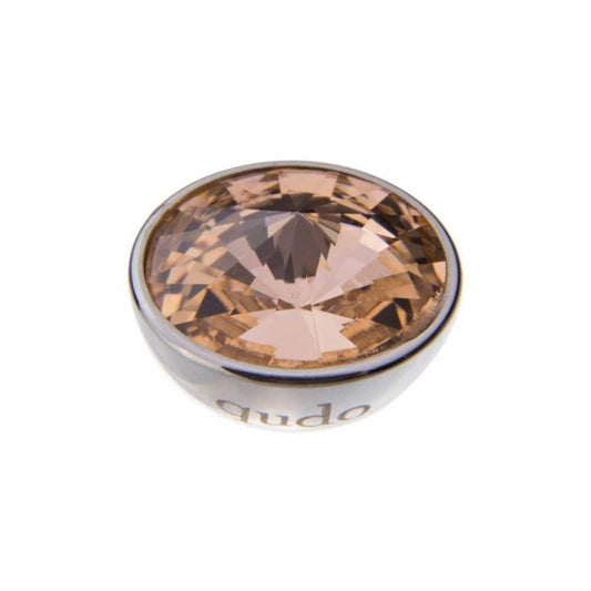 Qudo Steel light peach swarovski 13mm bottone ring top Ring Topper Qudo Composable Rings   