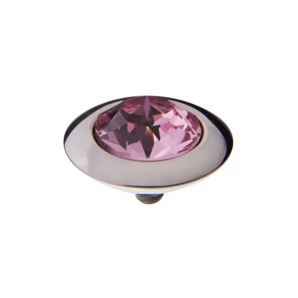 Qudo Steel light rose swarovski 13mm tondo ring top 629188 Ring Topper Qudo Composable Rings   