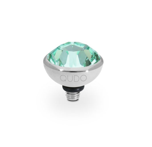 Qudo Bottone Silver and Chrysolite Crystal Ring Gem Top, 10mm 615658 Ring Topper Qudo Composable Rings   