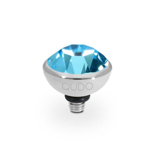 Qudo Steel and aquamarine swarovski 10mm bottone ring top Ring Topper Qudo Composable Rings   