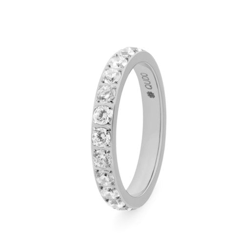 Qudo Steel eternity big crystal 3mm band Ring Qudo Composable Rings   