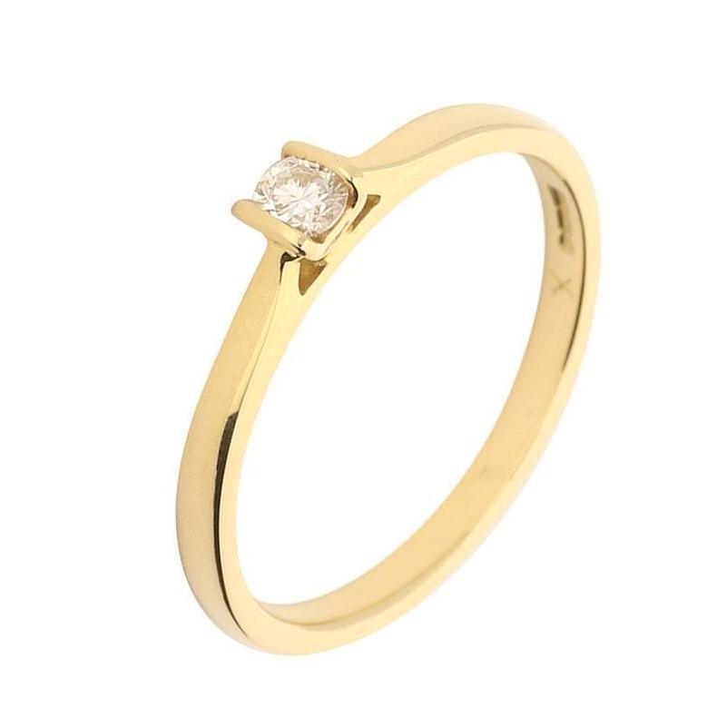 18ct Gold betty ring with a 0.14ct natural brilliant diamond FVS size O