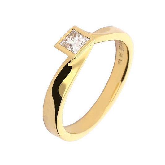 18ct Gold princess cut 0.25ct natural diamond ring GVS1 Ring Hans Rivoir   