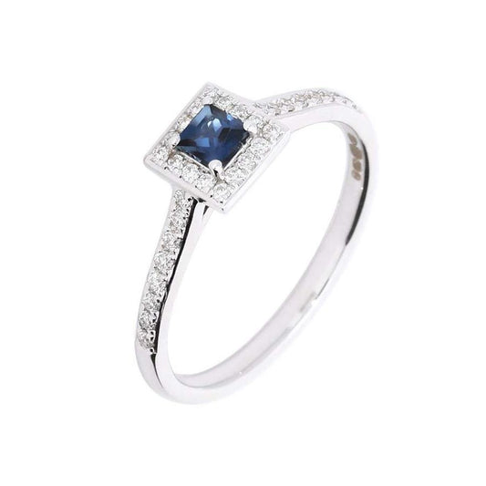 18ct White gold Blue Sapphire and Diamond ring Ring Rock Lobster   