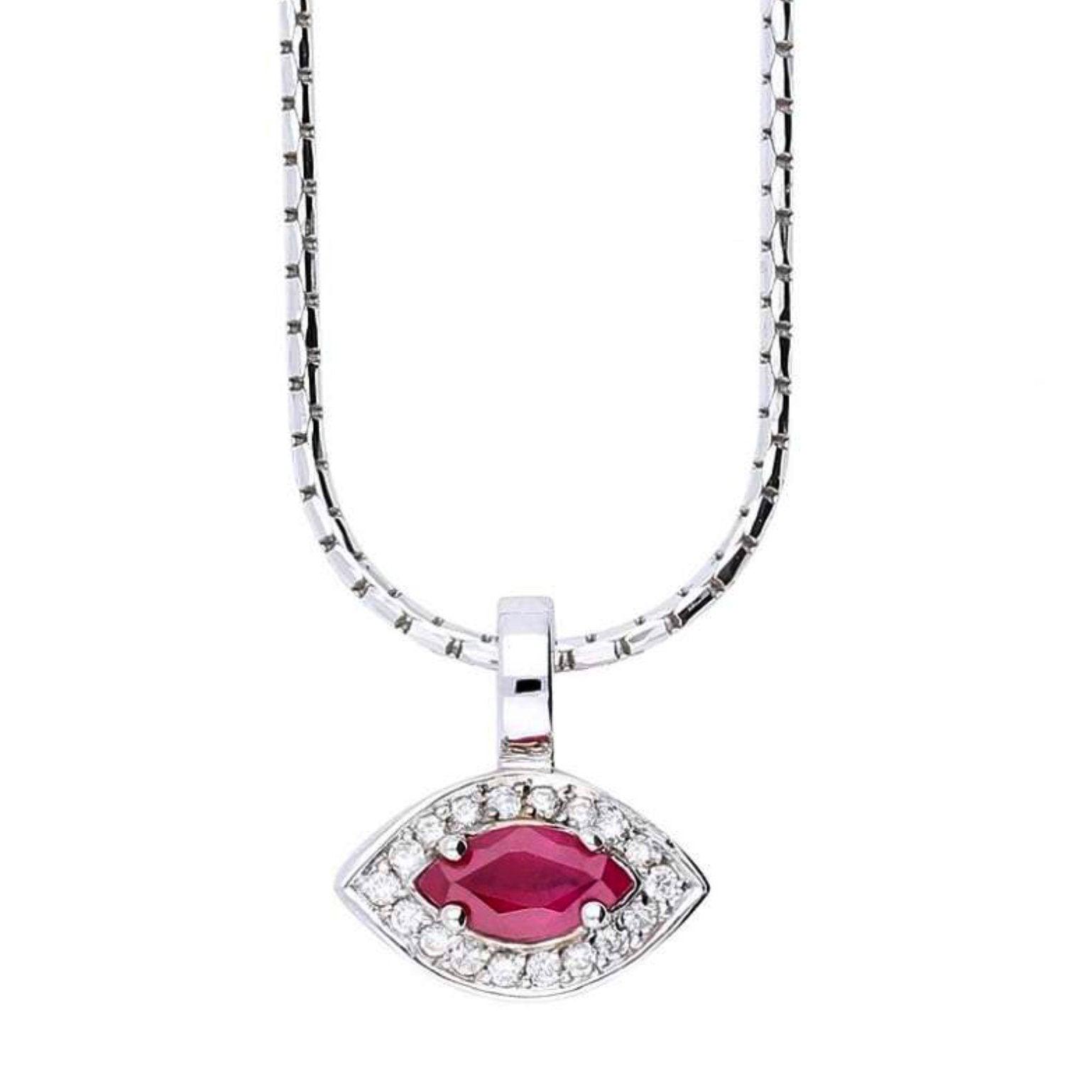 18ct white gold marquise shaped ruby and diamond halo pendant Pendant Rock Lobster   