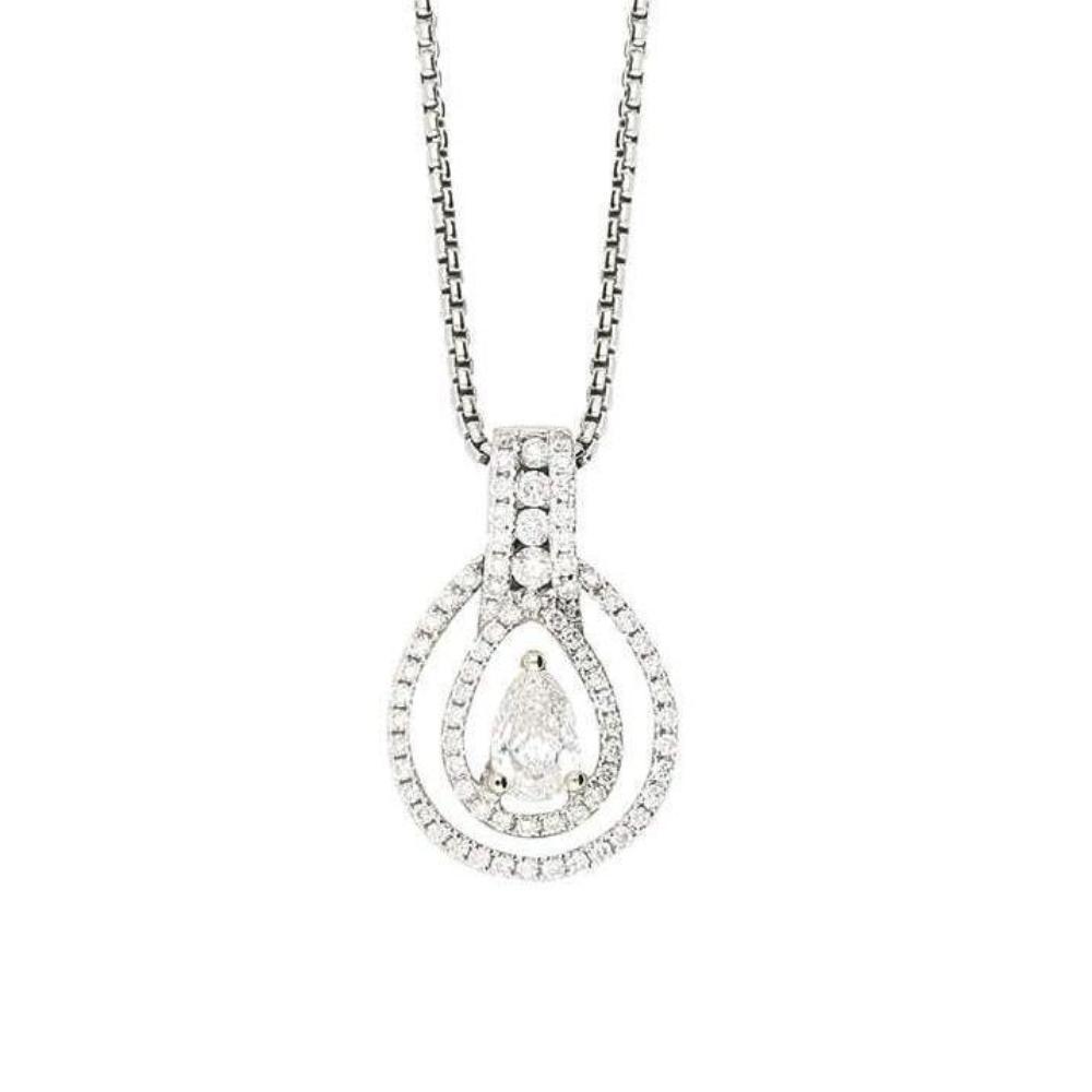 18ct white gold 0.67ct pear shape internally flawless certified diamond halo necklace Pendant Rock Lobster   