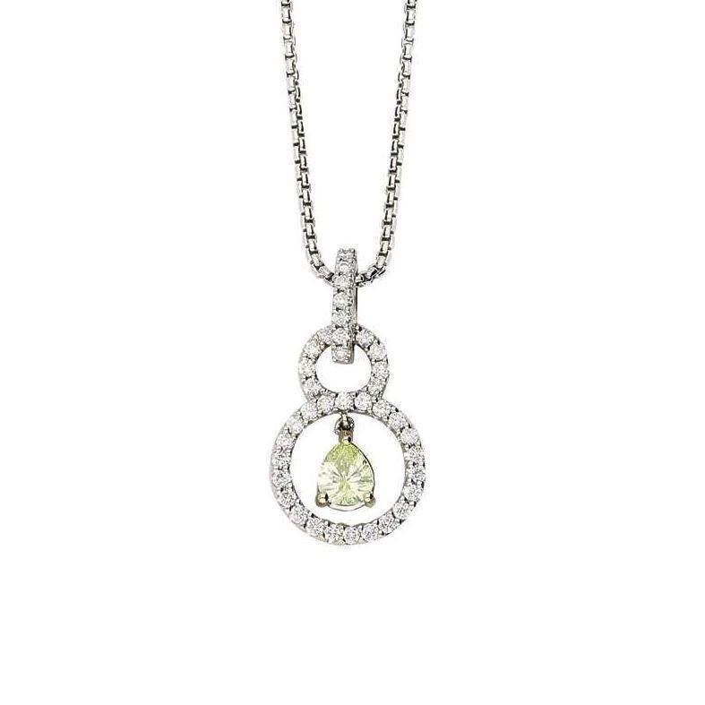18ct white gold necklace set with a 0.31ct natural lime pear shape certified diamond Pendant Rock Lobster   